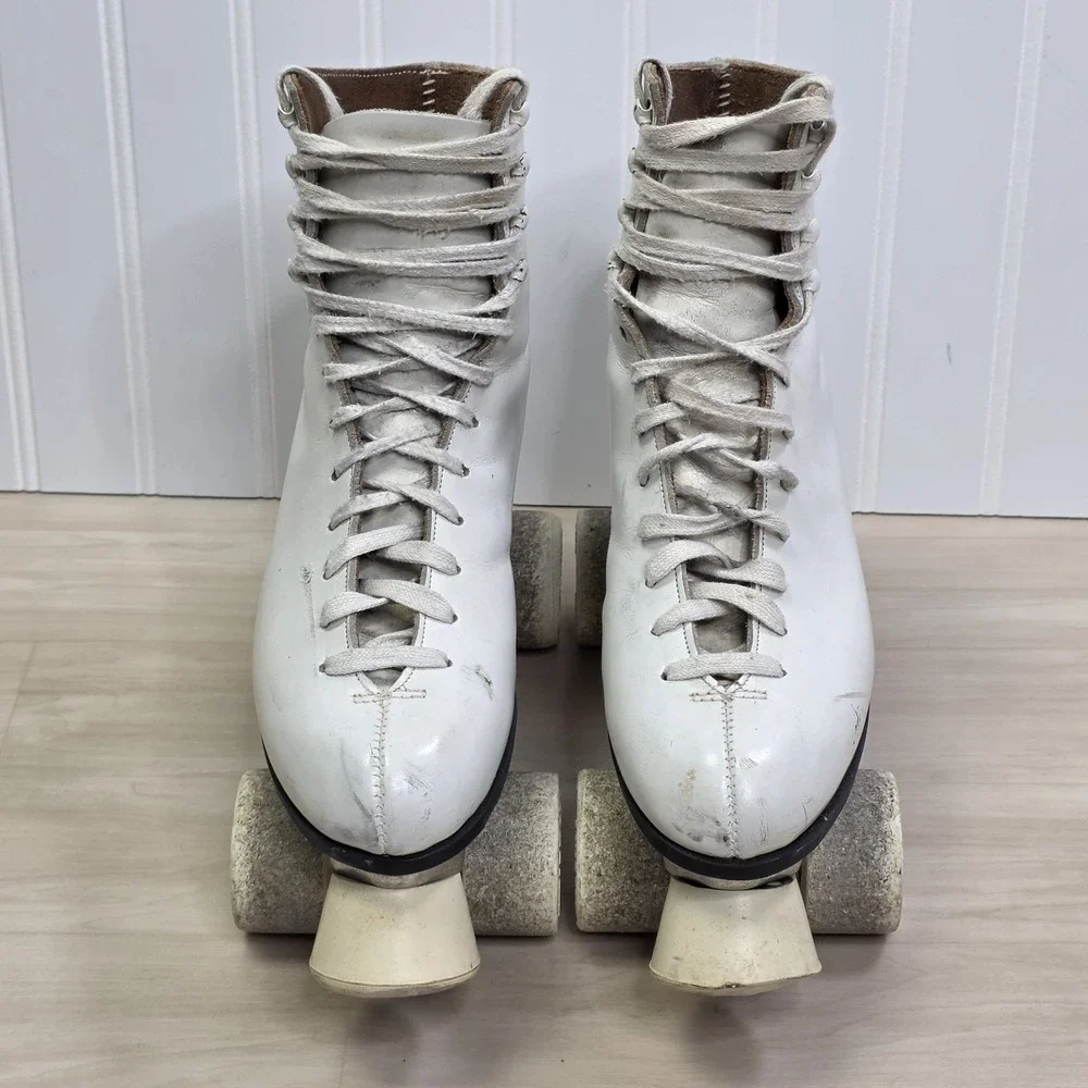 Riedell 120 Sure Grip Super X Roller Rink‎ Skates White Size 6 B